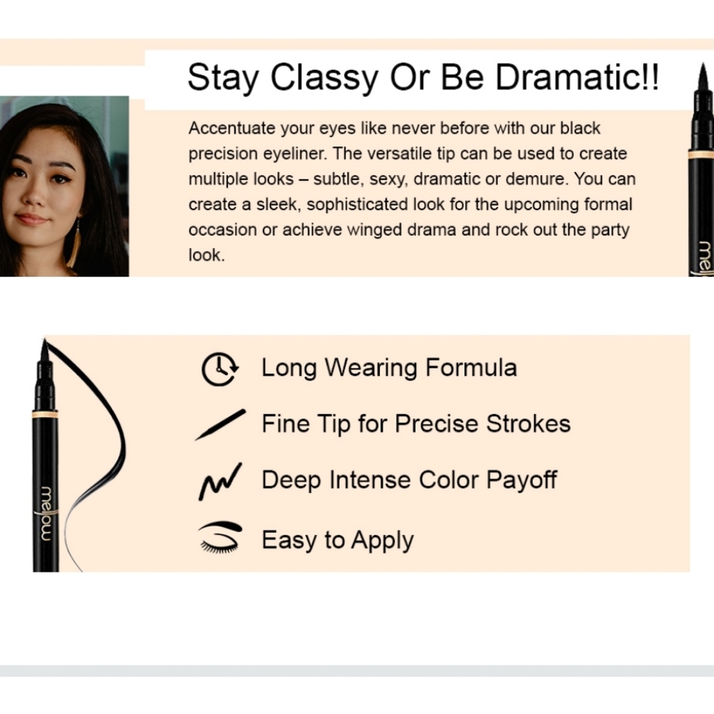 🆕 Mellow Precision Pen Black Eyeliner  SEALED 🆕